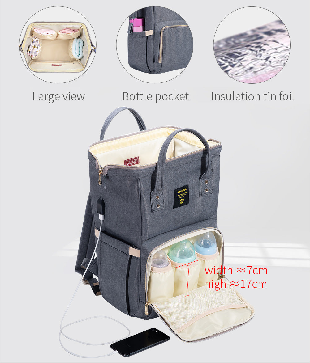 Fish-Openning Diaper Bag Backpack