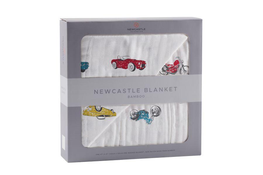 Vintage Muscle Cars and Motorcycles Bamboo Muslin Newcastle Blanket